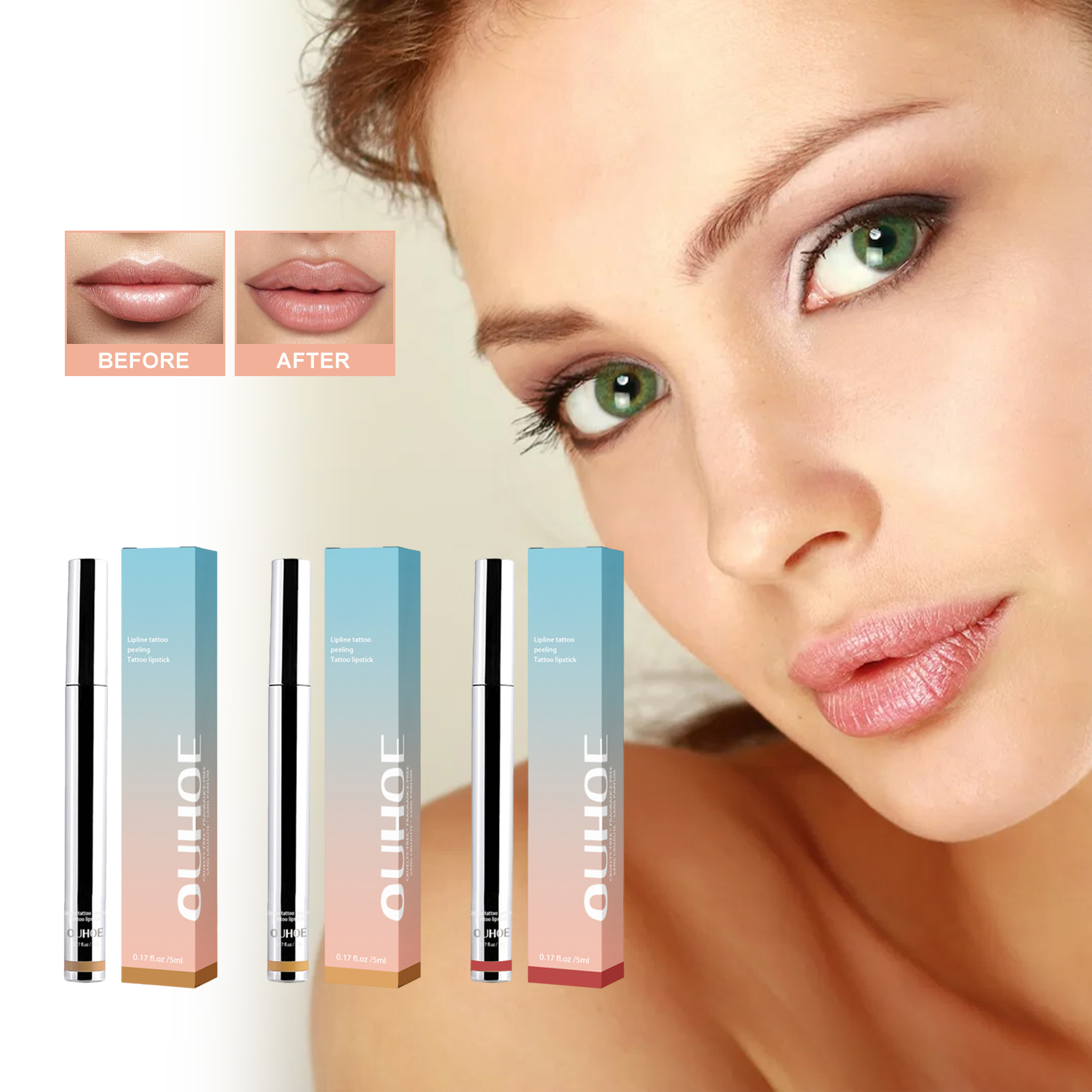 OUHOE Peel Lip Liner, Plump Lip Lines Show Lip Color Without Makeup Peeling Lip Liner - Image 3