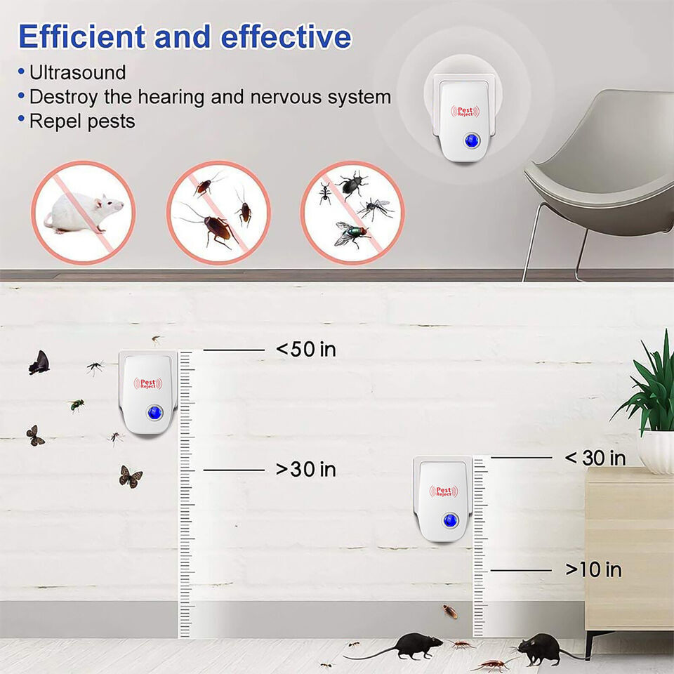 4X Ultrasonic Pest Control Repeller UK Plug-in Reject Rat Mouse Mice Spider — image 8
