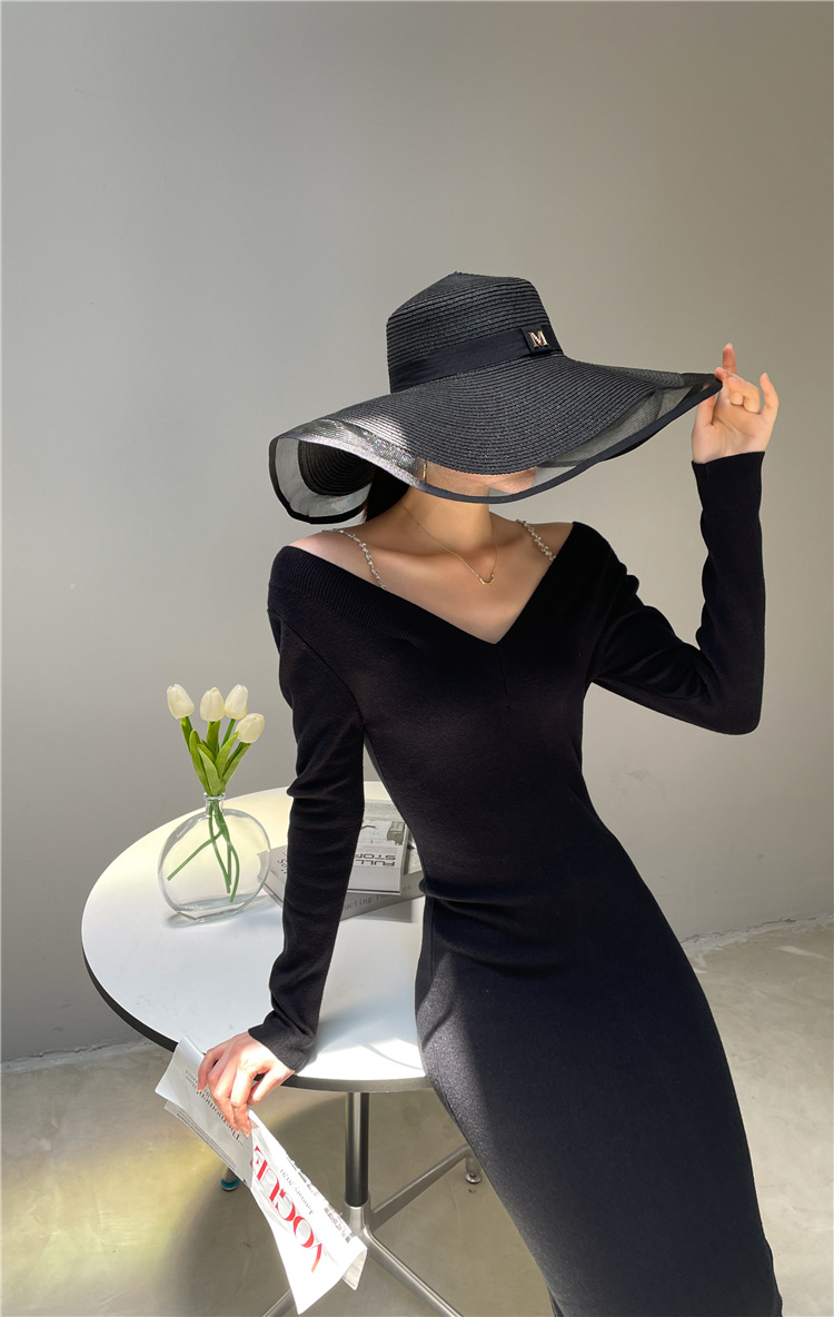 Fashion Women's Solid Color Double V-Neck Slit Skirt