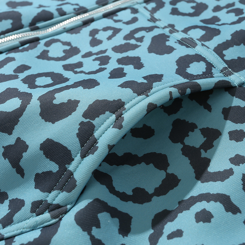 Leopard Printed Fleece Cardigan Sweater Jacket Loose Thick Hoodie Jacket