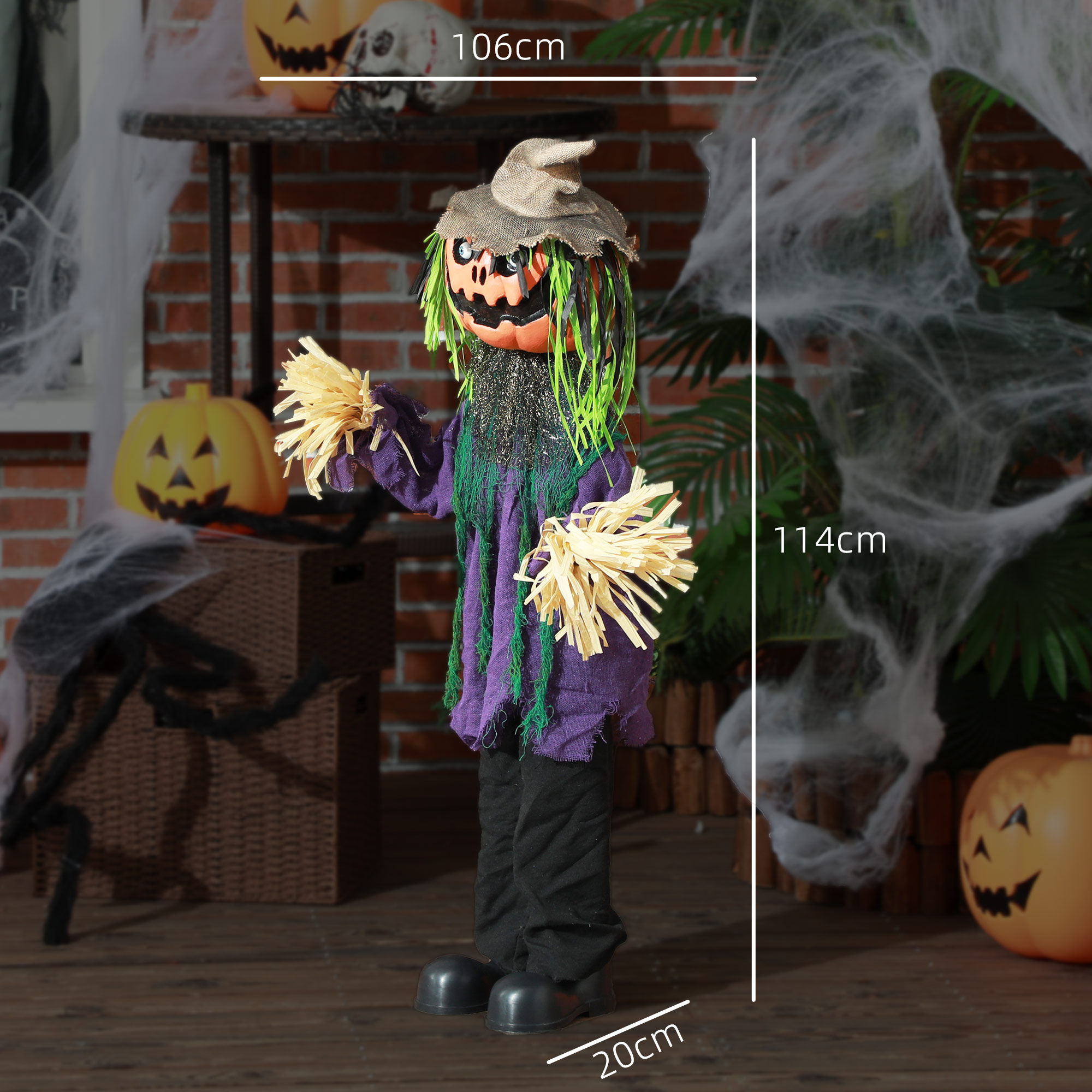 Pumpkin Scarecrow Halloween Electronic Animation Doll No. 36, With Glowing Eyes — image 2