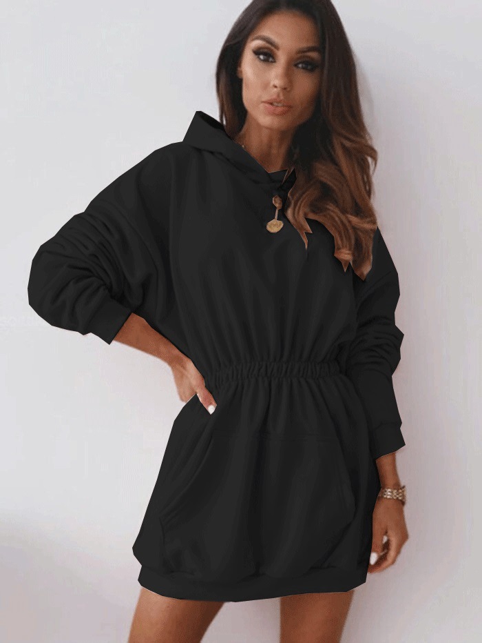 Title 5, Hooded loose mid-length sweater dress