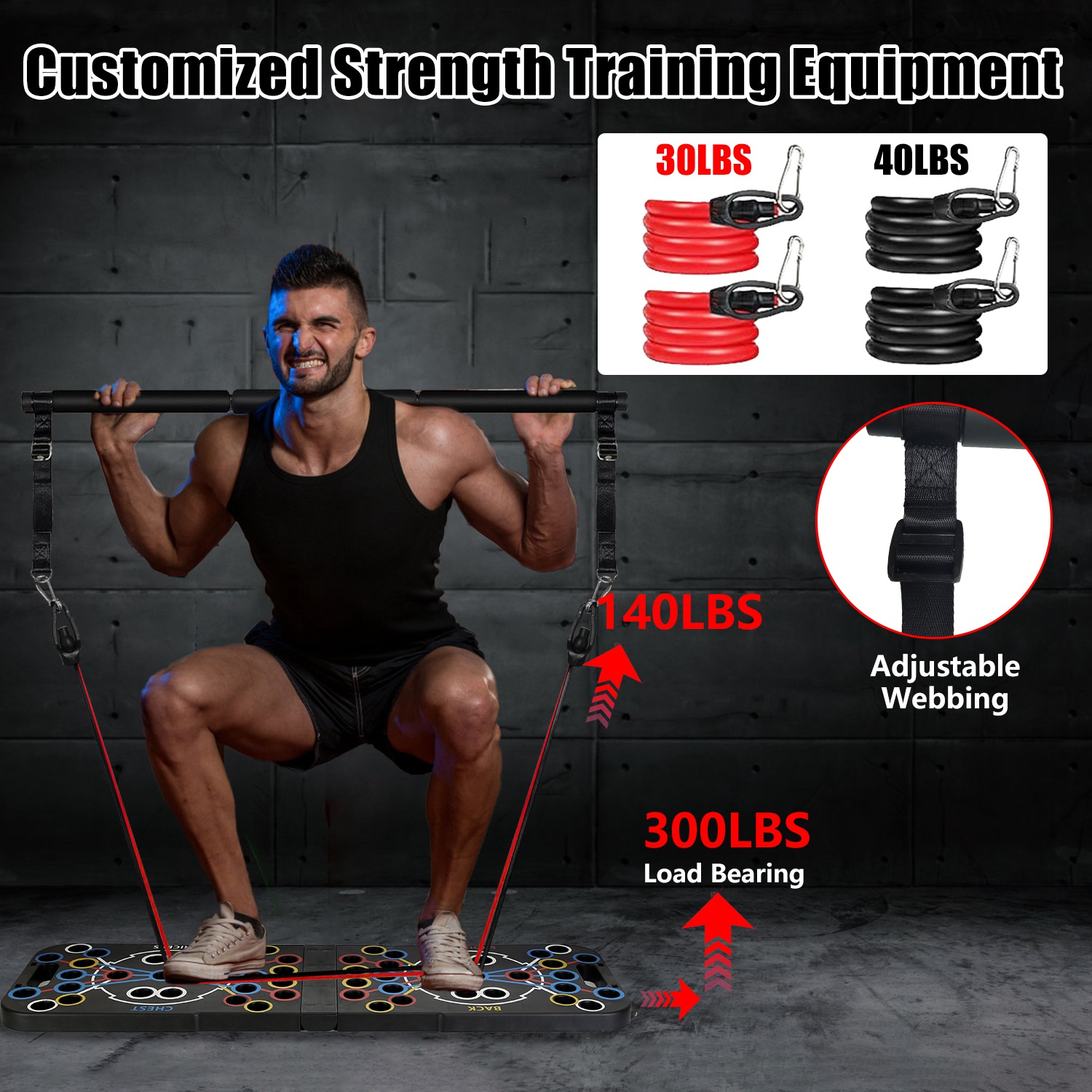 Multifunctional Push Up Board Home Strength Training Equipment With 15 Fitness Accessories Pilates Bar Resistance Band Roller Wheel Full Body Workout Home Gym Equipment — foto 6