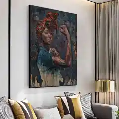 African Strong Woman Canvas Painting Wall Art Poster - 60X80Cm - View 1