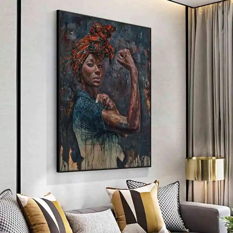 African Strong Woman Canvas Painting Wall Art