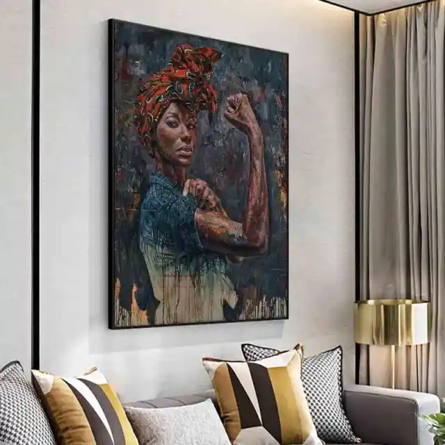 African Strong Woman Canvas Painting Wall Art Poster 60X80Cm - Shop at LoveMi