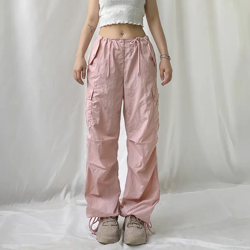Ladies Fashion Large Pocket Panel Cargo Pants