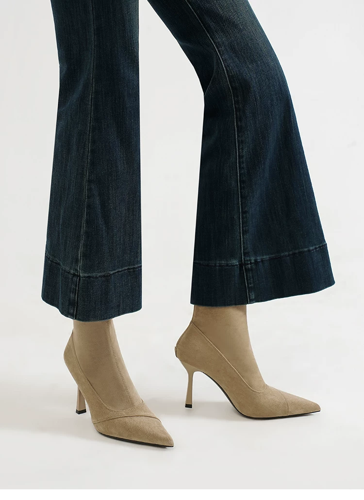 Suede Pointed Toe Ankle Boots, picture 2 of 5