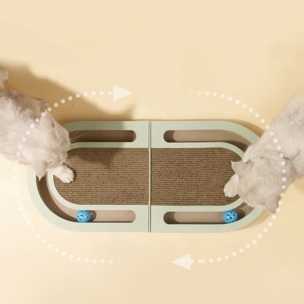 Corrugated Paper Folding Cat Grab Board with Ball Pet