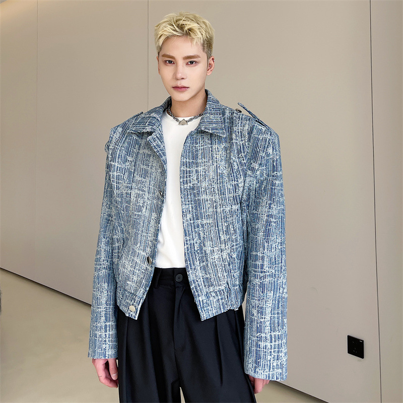 Men's High-waisted Loose Textured Jacket