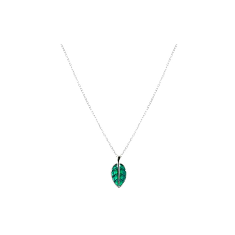 Small Epoxy Green Leaf Clavicle Necklace For Women