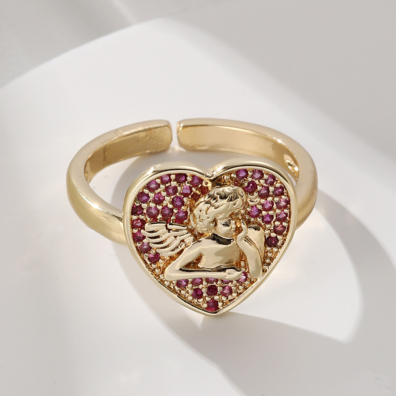 Title 6, Koper vergulde 18k goud micro-set zirkon ring. ...