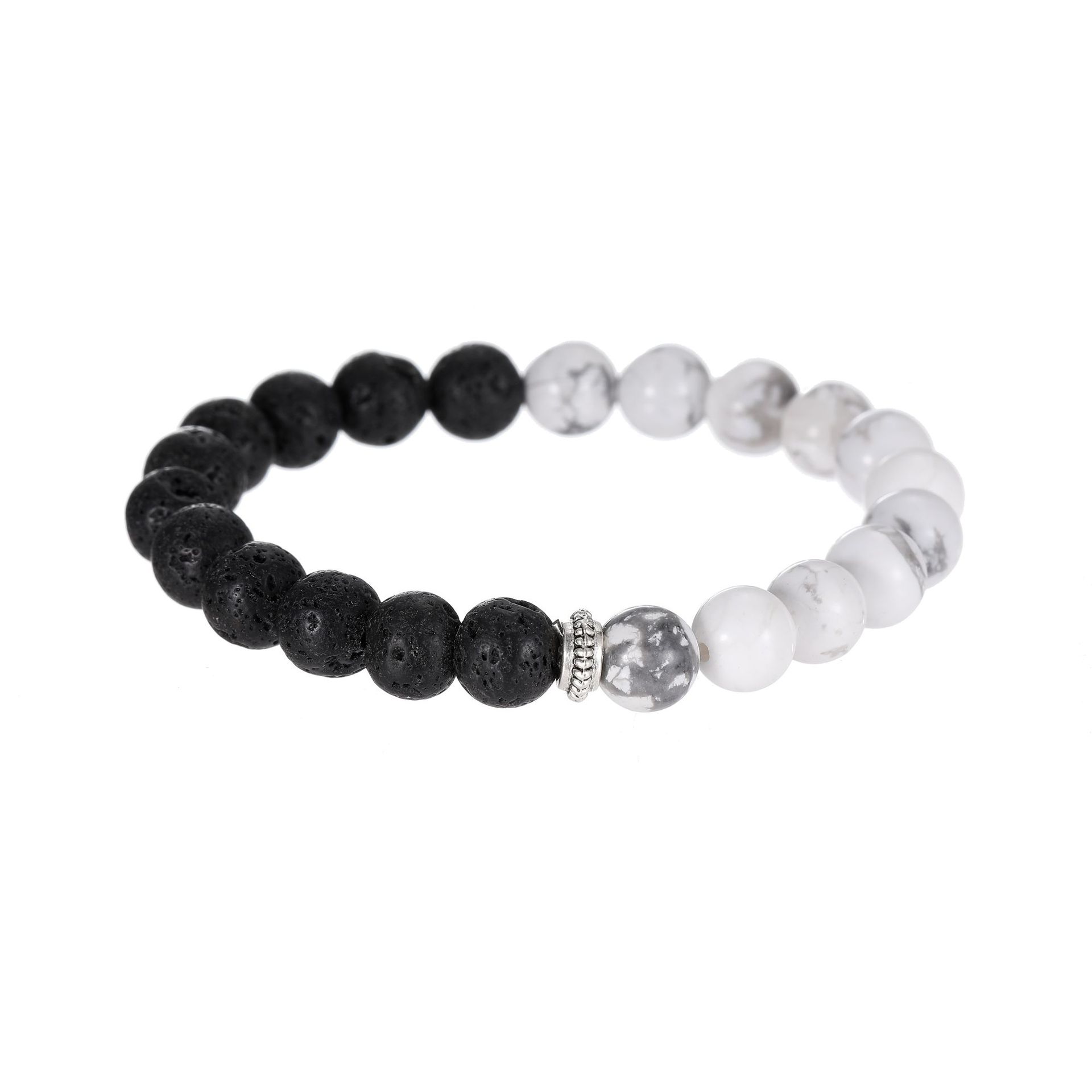 New Minimalist And Versatile Men's Volcanic Rock White Pine Bracelet