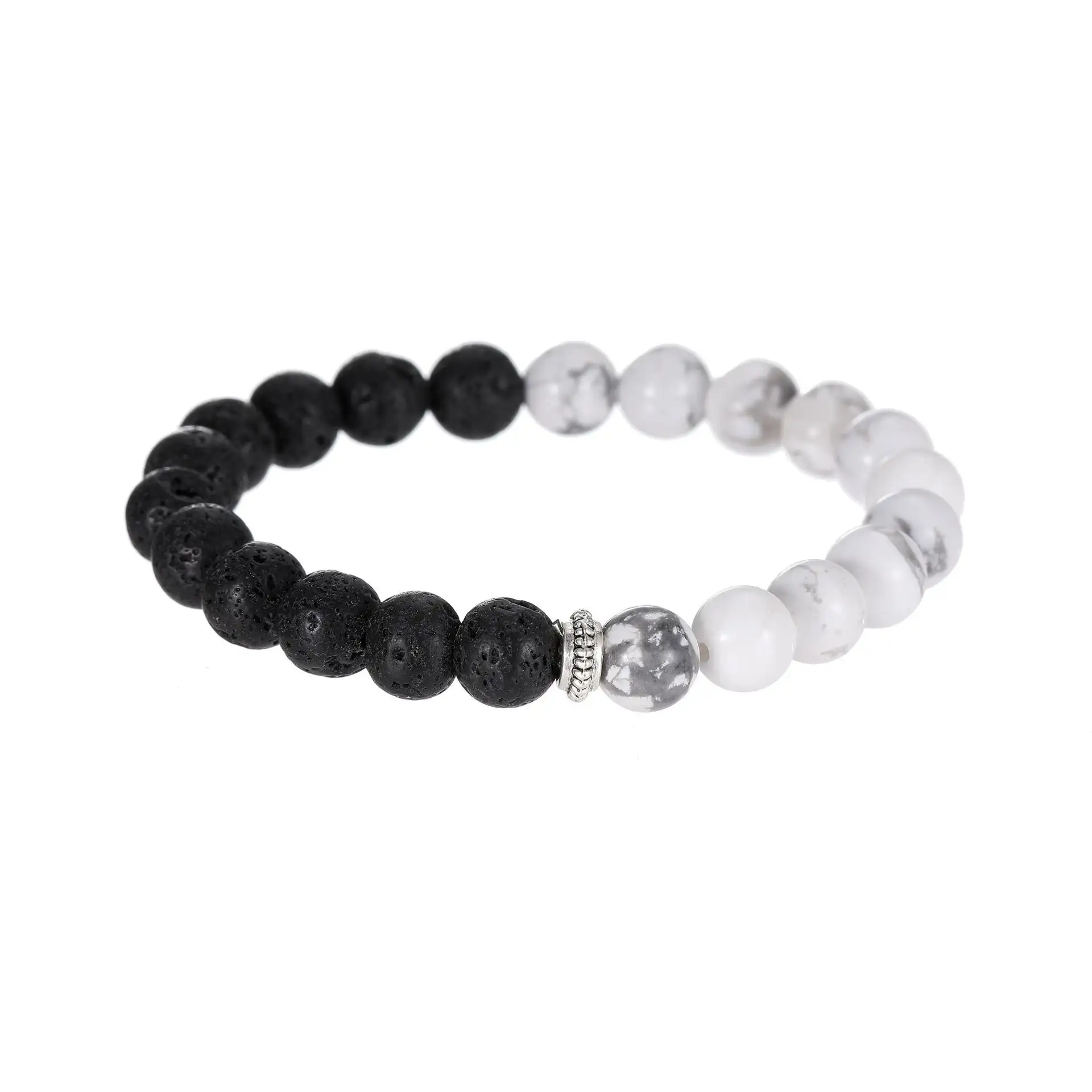 New Minimalist And Versatile Men's Volcanic Rock White Pine Bracelet
