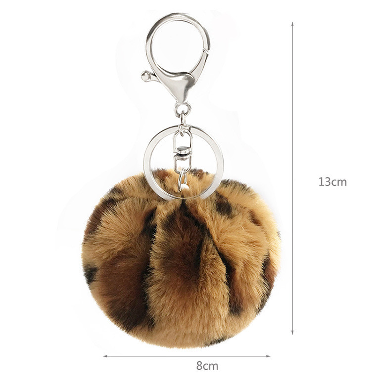 New Leopard Love Fur Ball Car Key Chain Pendant Small Gift – Khaki, Leopard Love Fur Ball