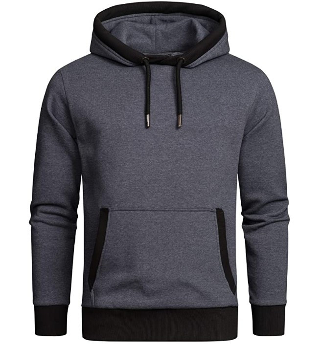Solid Color Plus Fleece Hooded Sweater Loose Men's Clothing