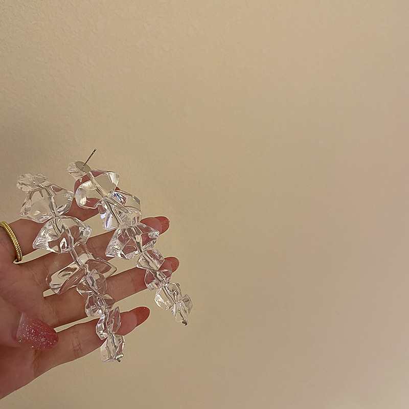 925 Silver Needle Irregular Acrylic Ice Cube Earrings