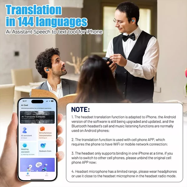 Translator Earbuds 144 Languages Real Time Online OffLine Translation Earphones 6