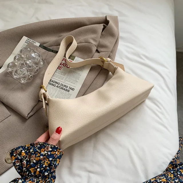 Simple Solid Color One shoulder Messenger Women's Bag Beige - Shop at LoveMi