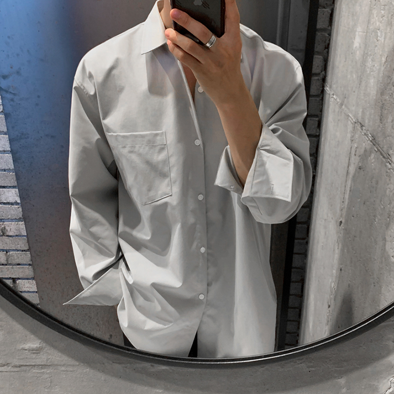 Japanese Loose Men's Solid Color Casual Shirt