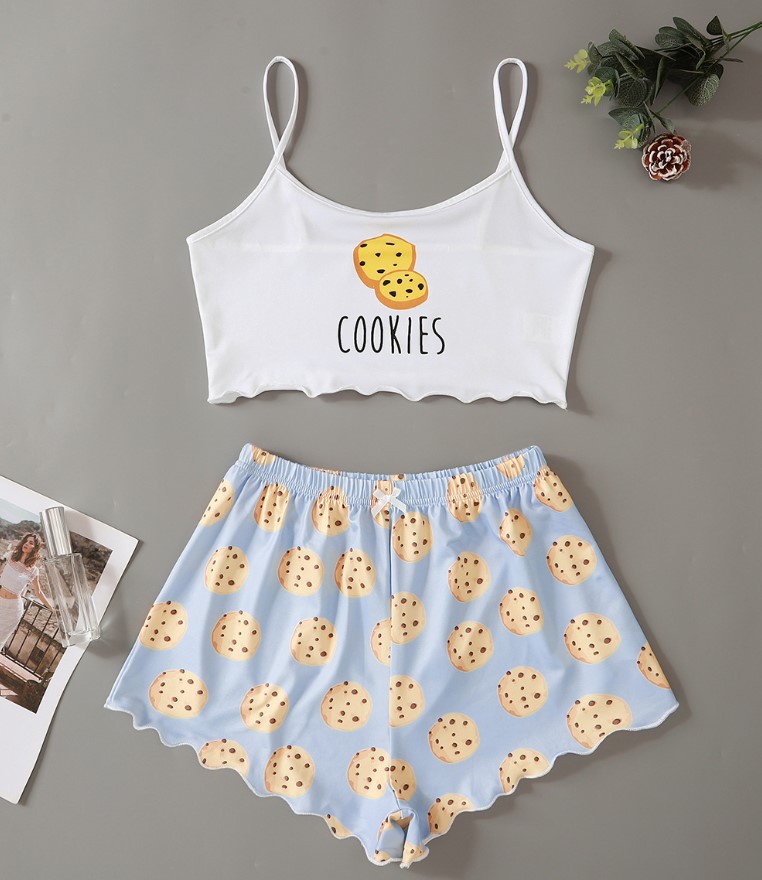 Printed Suspender Shorts Home Service Suit