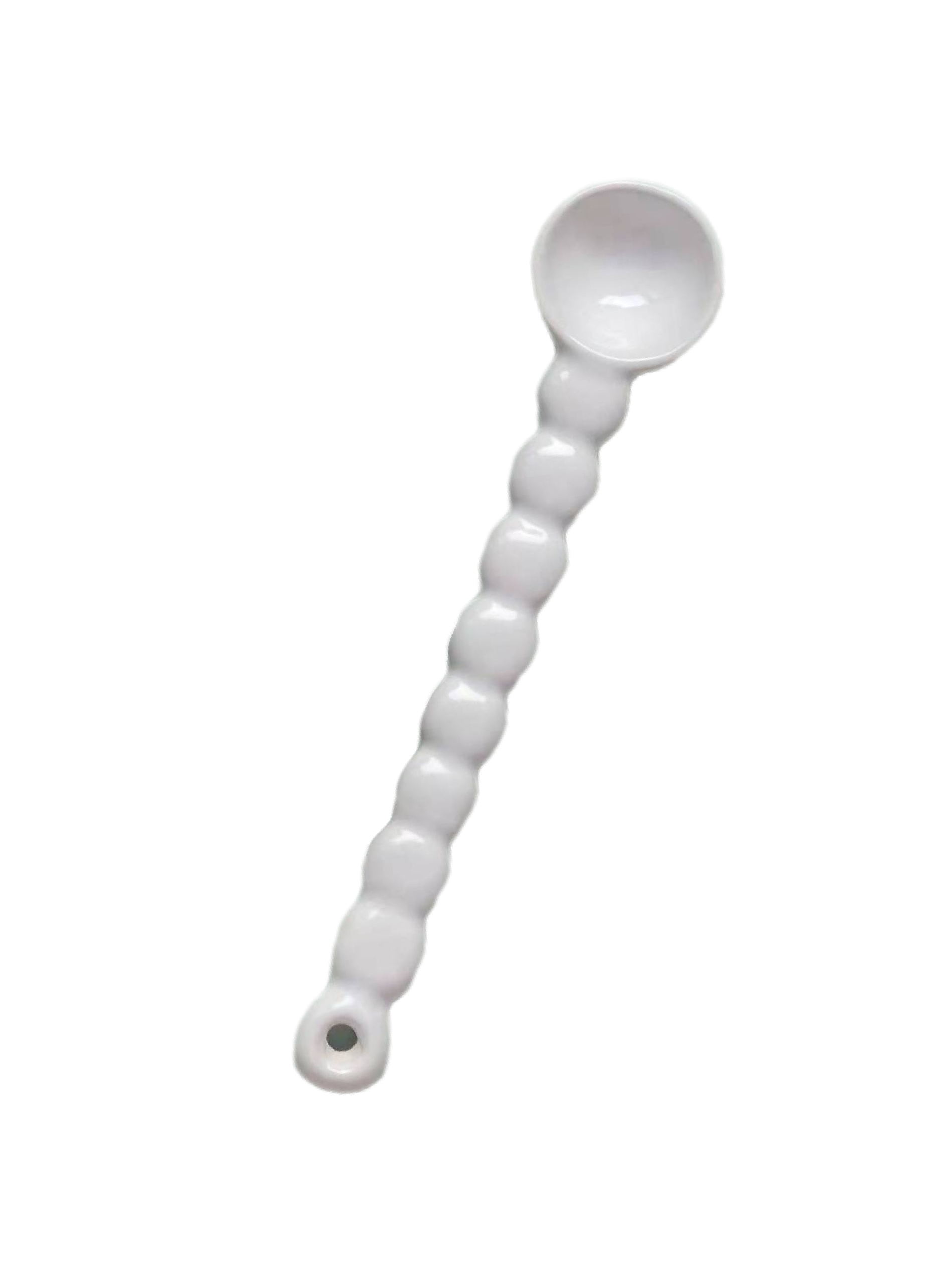 Title 6, Japanese Style Long Handle Bead Spoon Ceramic C...