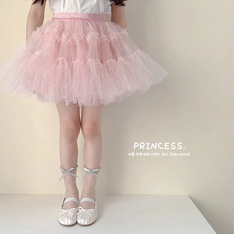 Girls' Socks, Summer Thin Breathable Glass Silk Mid-Calf Socks, Kids Korean Ins Sweet Heart Pattern Ice Silk Socks For Summer