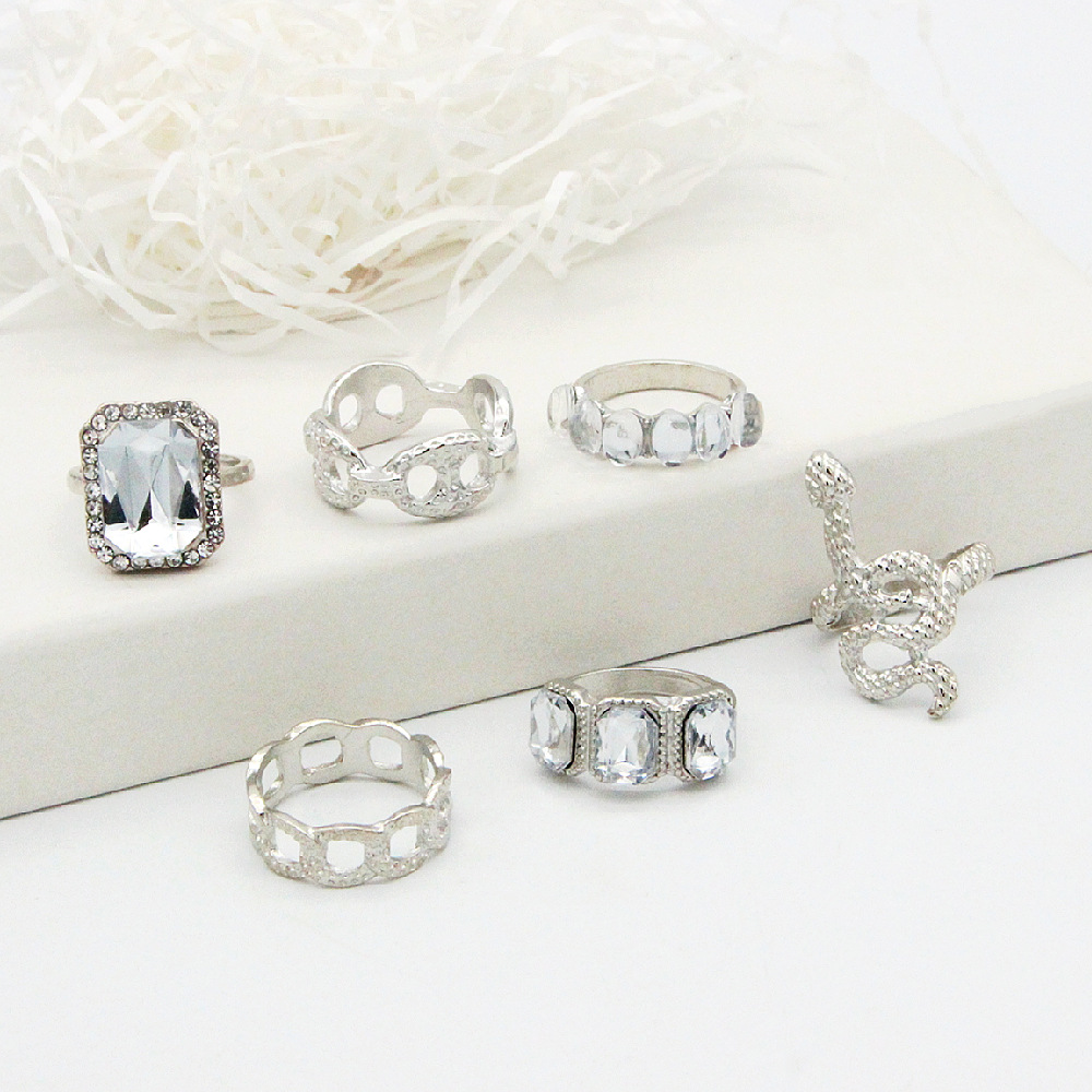 Transparent Gemstone And Diamond Multi-element 6-piece Set Ring