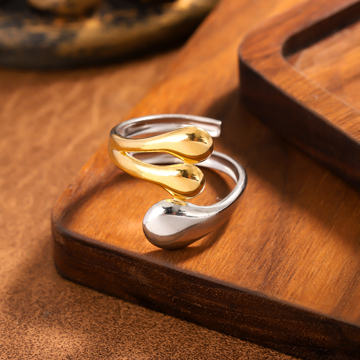 Two Tone Design Asymmetric Stainless Steel Starfish Ring, European & American Ocean Style... thumbnail 4