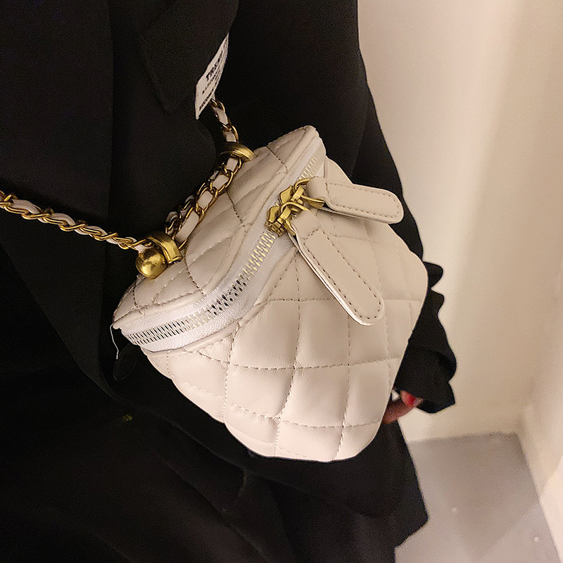 Lingge Chain Bucket Bag Women Fashion Messenger Bag High Sense Shoulder Bag
