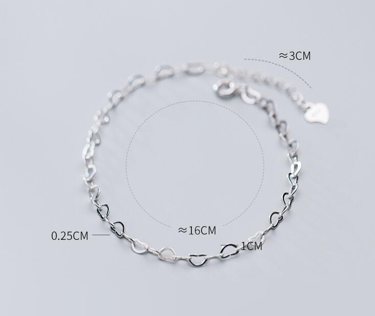 Title 4, S925 Silver Cute Hollow Heart Interlocking Brac...