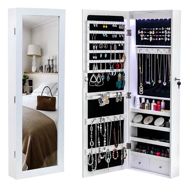 Non Full Mirror Wall Mounted Shelf W/ 2 Drawers, 4 shelves, & Lights For Storage - Picture 10 of 10
