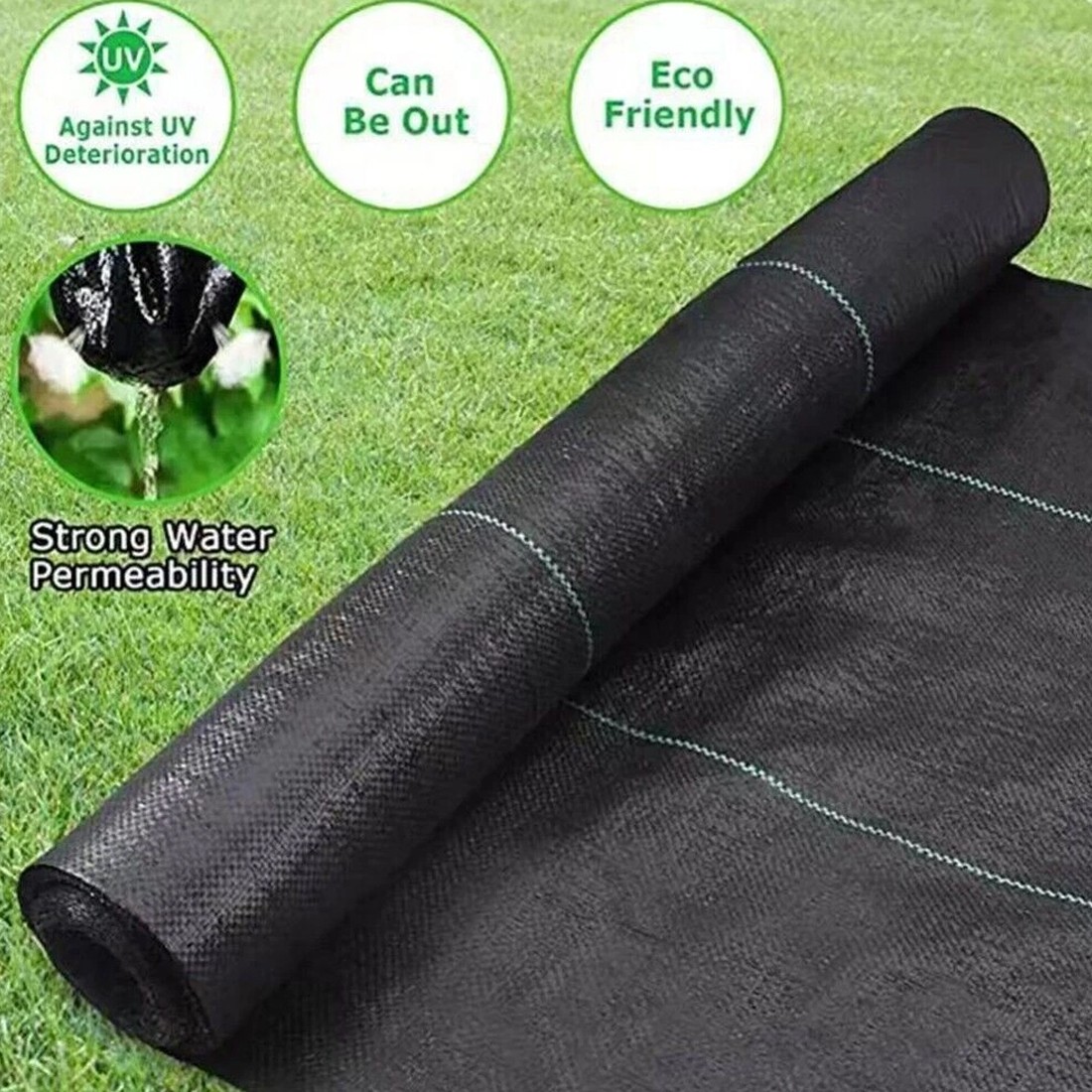 2x25M Heavy Duty Weed Control Membrane Garden Barrier Fabric Landscaping Cover