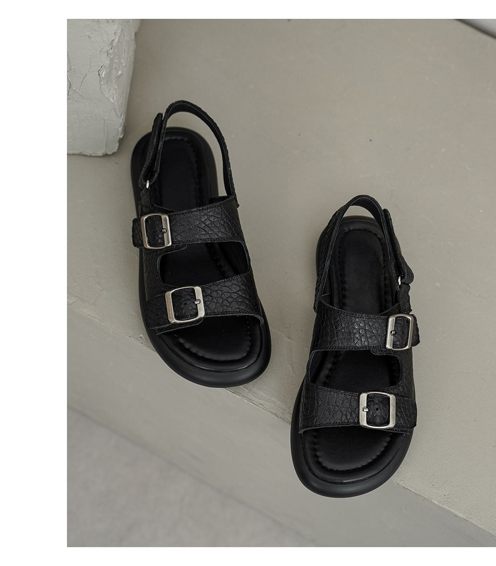 Sheepskin Double Buckle Sandals Beige – Sarah Express