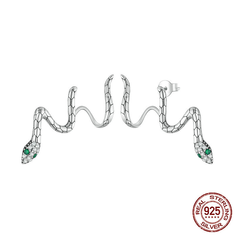 Title 3, Boucles doreilles clous serpentines S925 en ar...