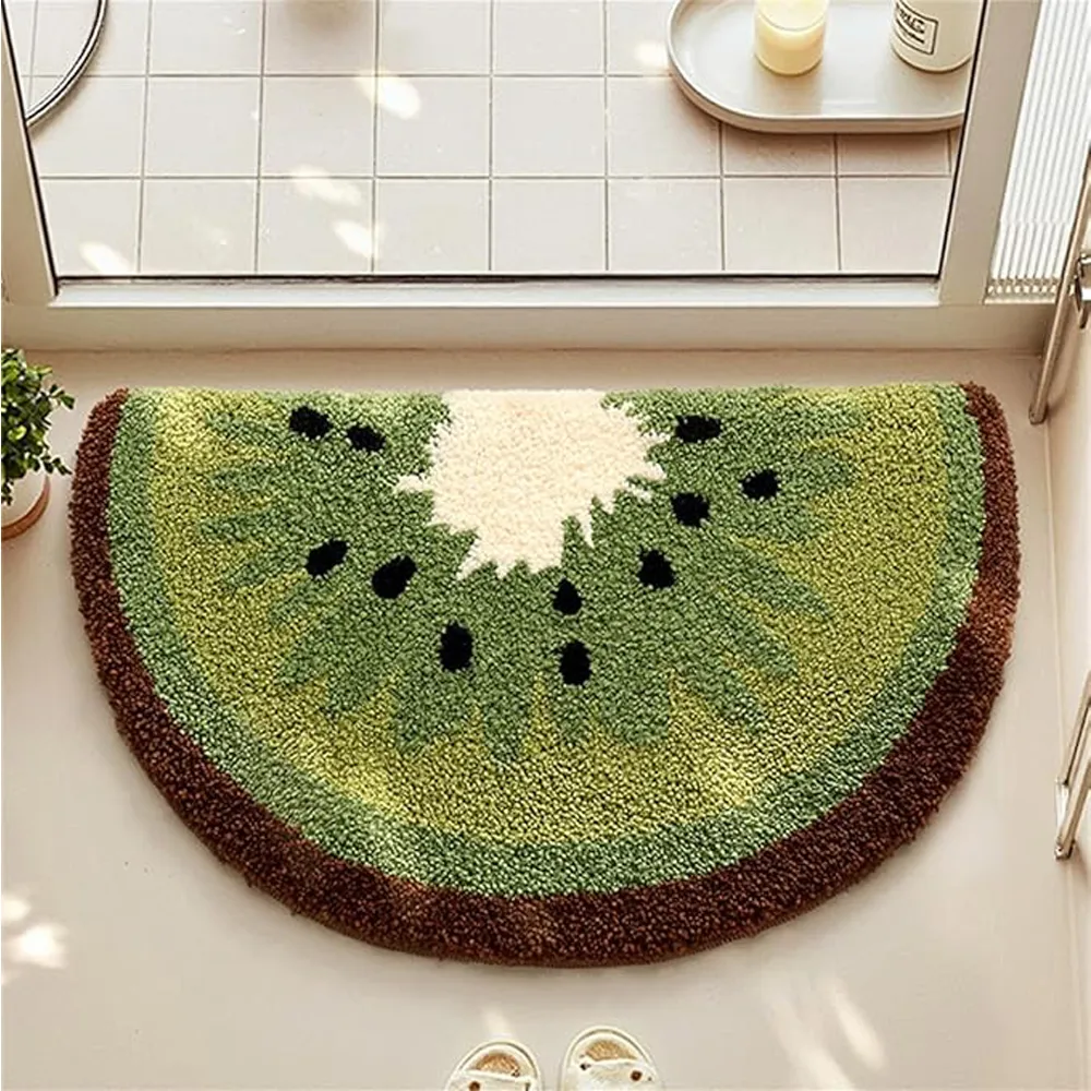 Kiwi Fruit Bath Mats Cute Bathroom Rugs, Particularly Absorbent - Green