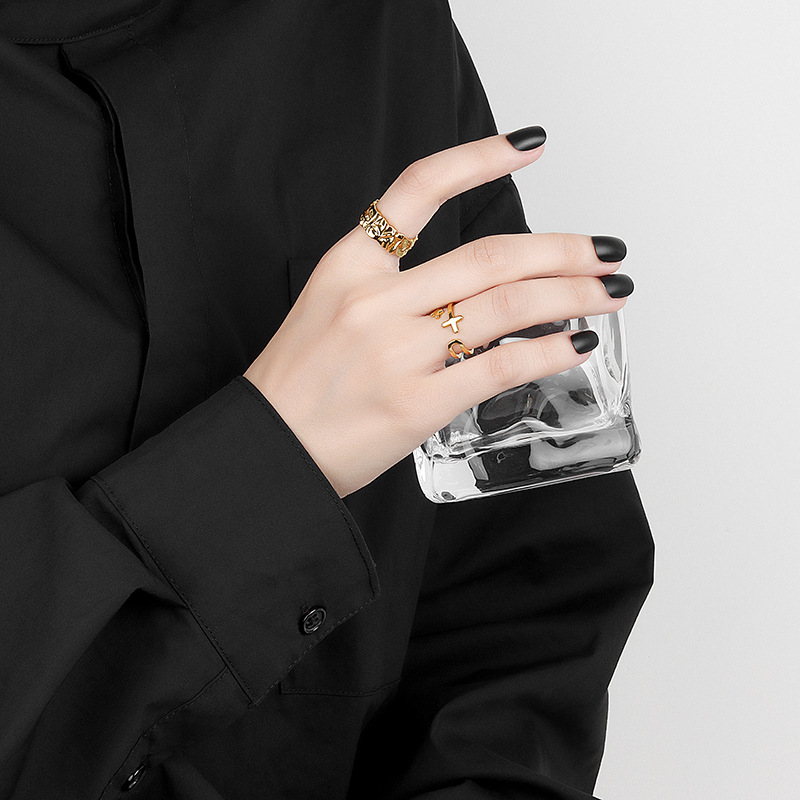 Adjustable Index Finger Ring With Cross Opening