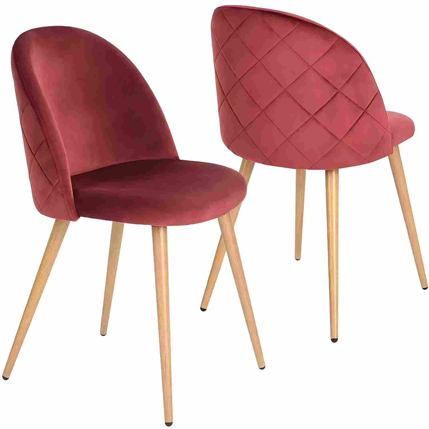 PESARO Velvet Luxury Dining Chairs Set Of 2 Modern Velvet With Wood Legs