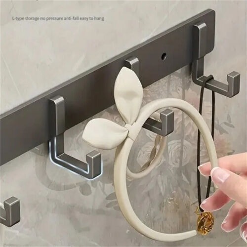 7 Hooks Wall Mounted Hanger Key Coat Clothes Door Holder Rack Hook Aluminum — image 4