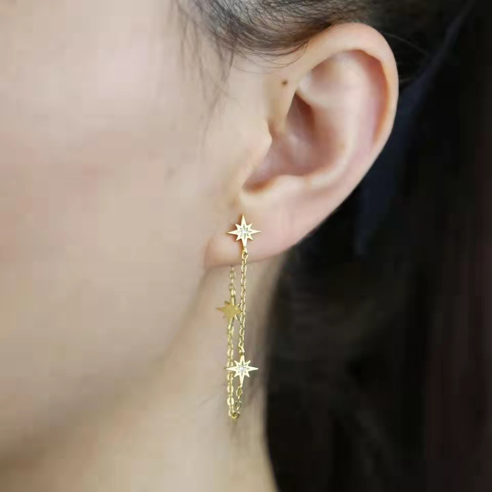 Title 1, High-grade Asymmetric Rhinestone Asterism Ear S...