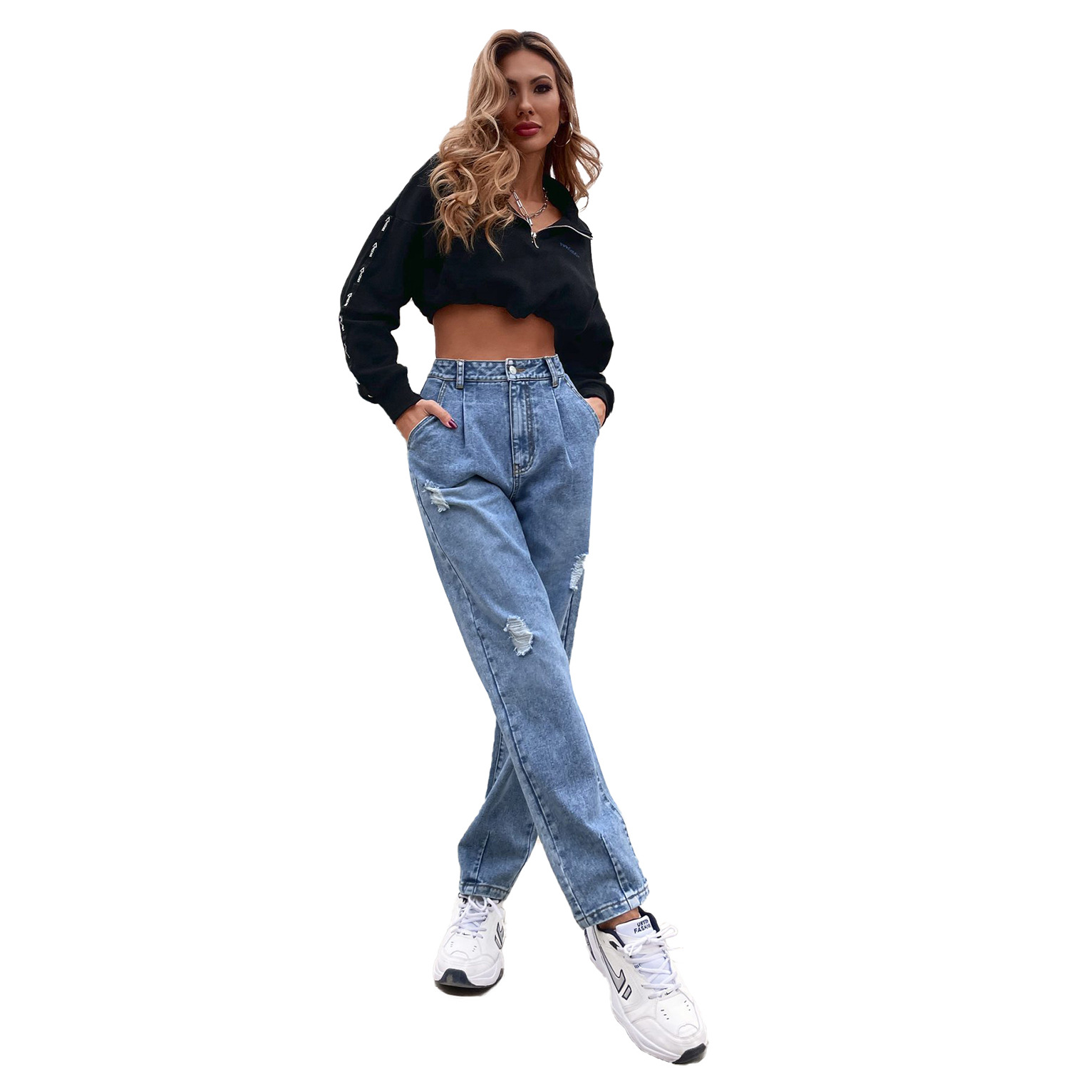 Title 3, Jeans Show A New High Waist Thin Straight Loose