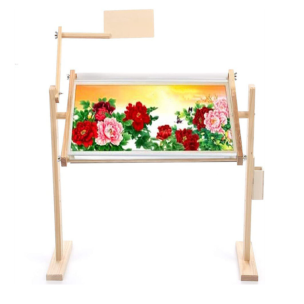 Embroidery Frame Tabletop Floor Stand Wooden Tapestry Hoops
