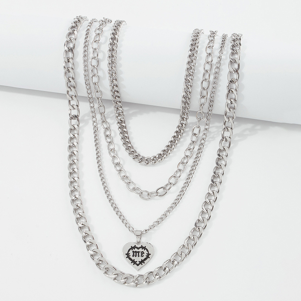 Exaggerated Necklace Alloy Love Creative Multilayer Clavicle Chain