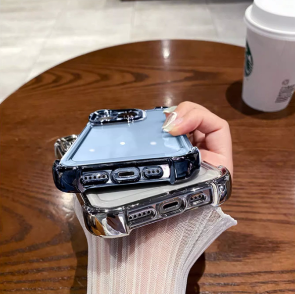 Four-corner Drop-resistant Phone Case Full Cover Transparent Electroplated Space Protective Cover