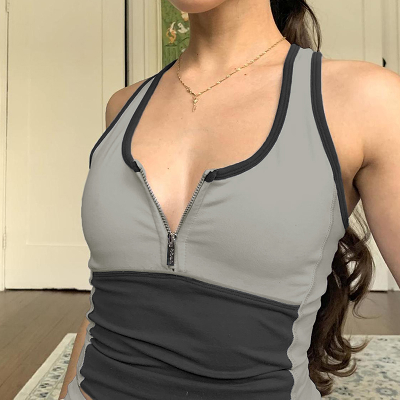 Women's Zipper Sports Racerback Tank Top