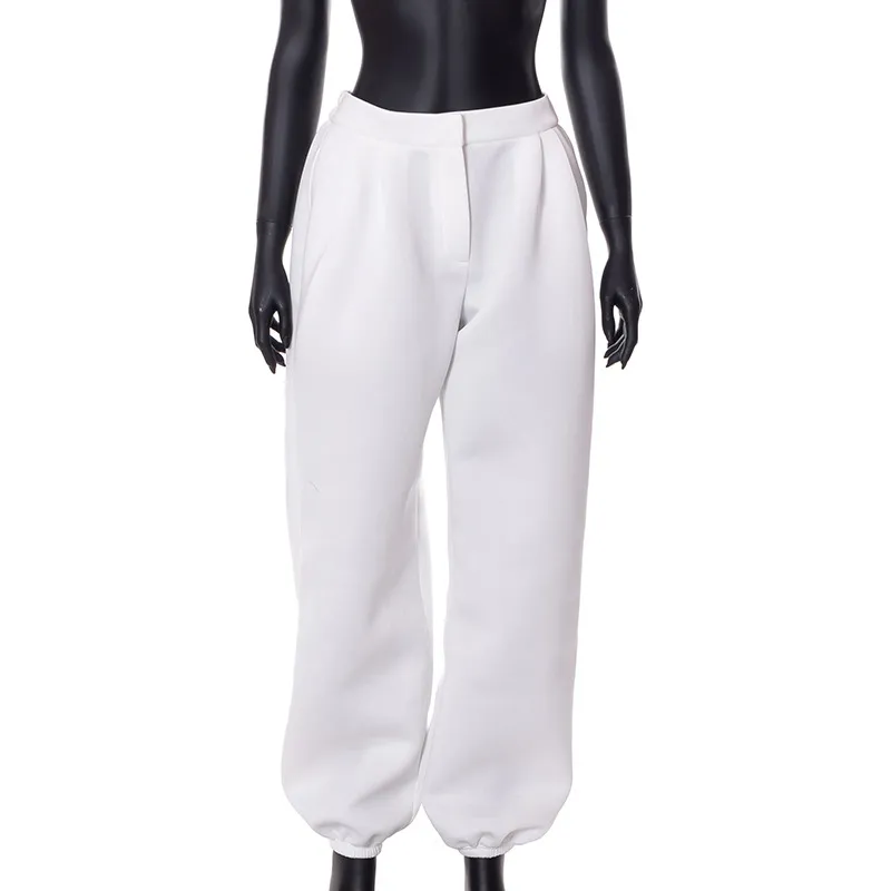 Solid Color Ins Fashion Casual Loose Leggings Trousers - White