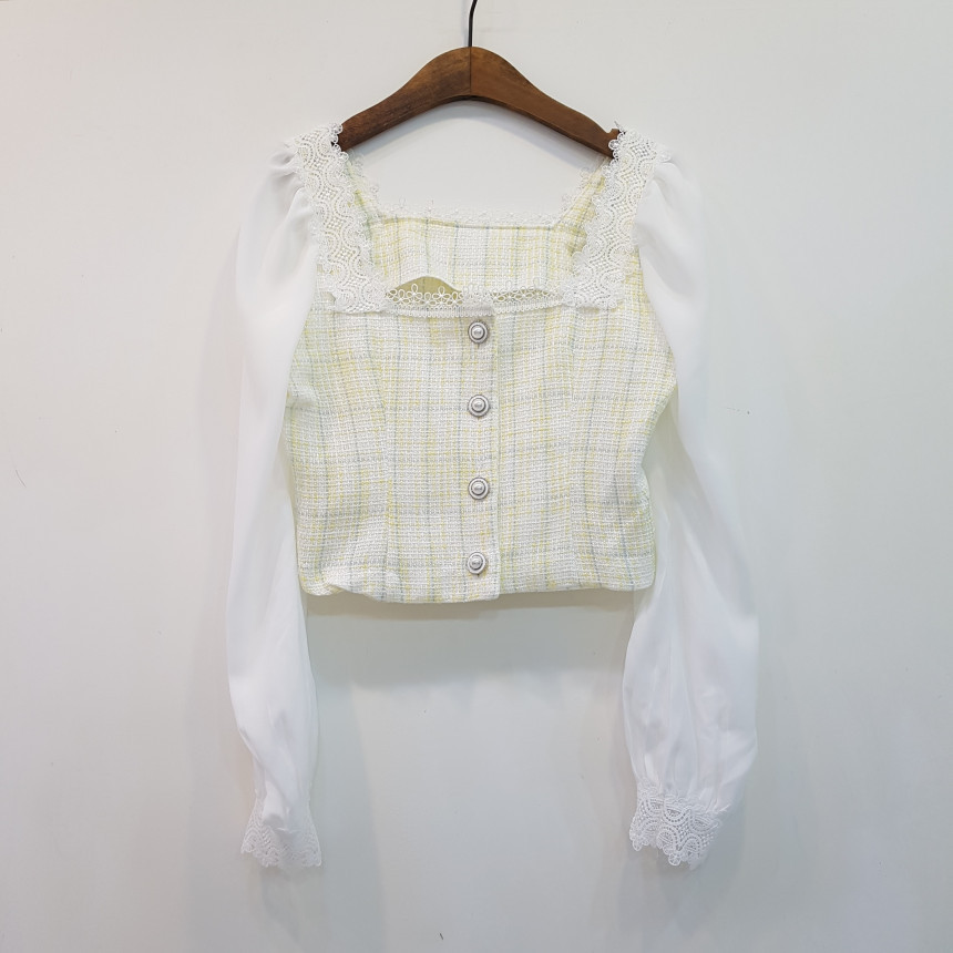 Two-piece Suit With Square Collar Plaid Shirt And Short Skirt