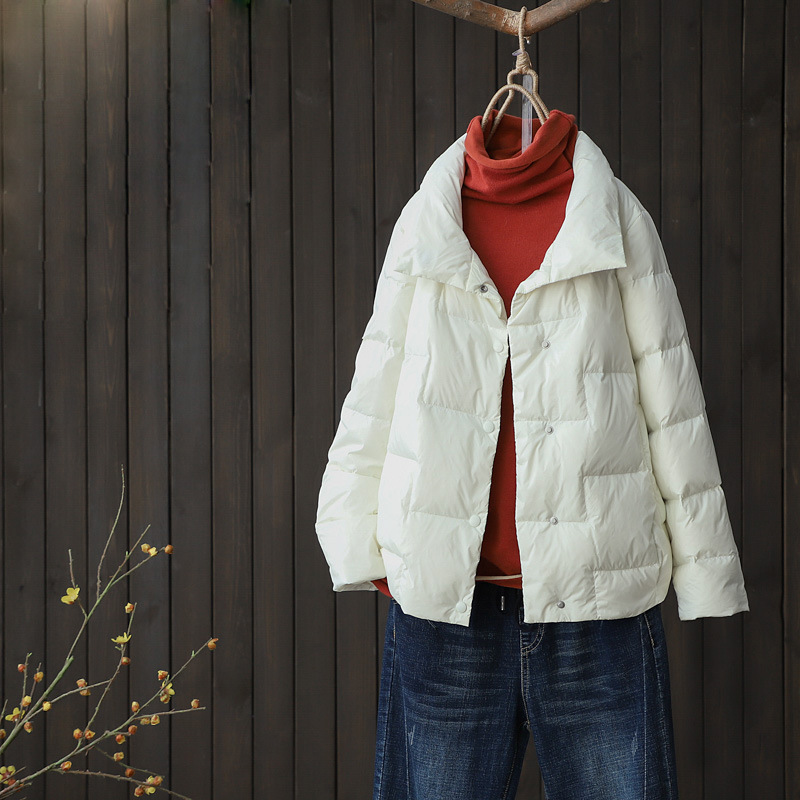 Stand-up Collar Lightweight Down Jacket Women Loose And Versatile To Keep Warm