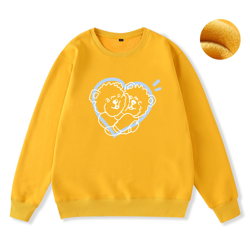 Title 10, Bear print soft milk blue sweater loose long sl...