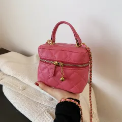 Fashion One Shoulder Messenger Portable Chain Small Square Bag - Pink - View 1